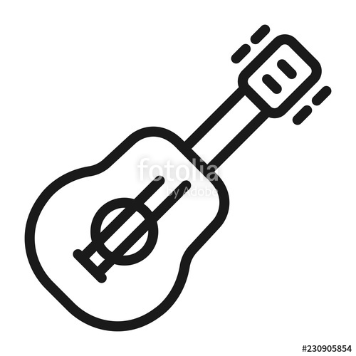 500x500 Simple, Flat Line Art Guitar