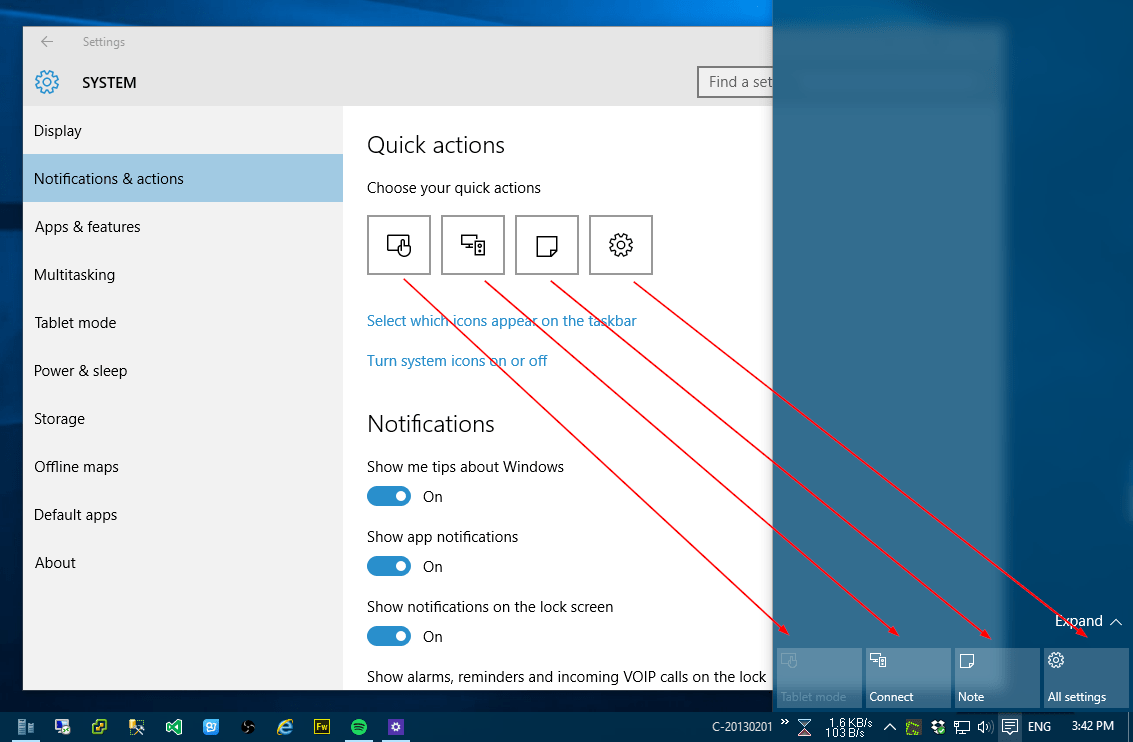 Windows security notification icon в автозагрузке. Action Center Windows 10. Quick Action Windows. Quick display. Quick Actions.