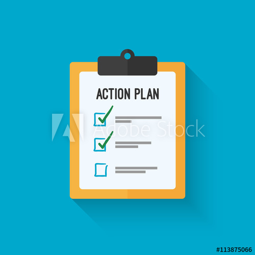 500x500 Action Plan Clipboard Icon Design Over A Blue Background Board