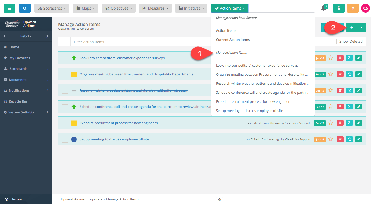 Adding Action Items Clearpoint Strategy 1434x790 Adding Action Items Clearpoint Strategy