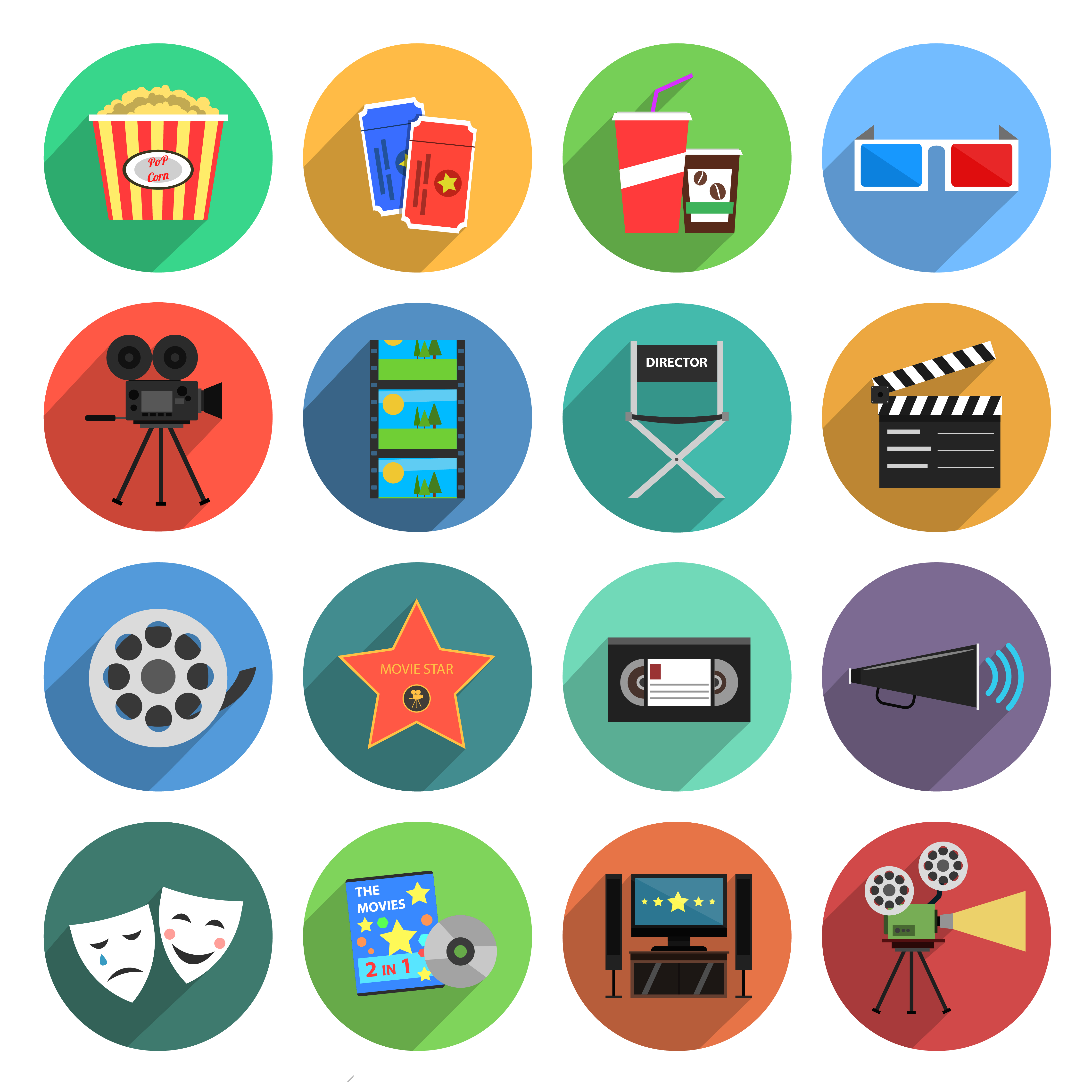 4500x4500 Movie Icons Flat Set