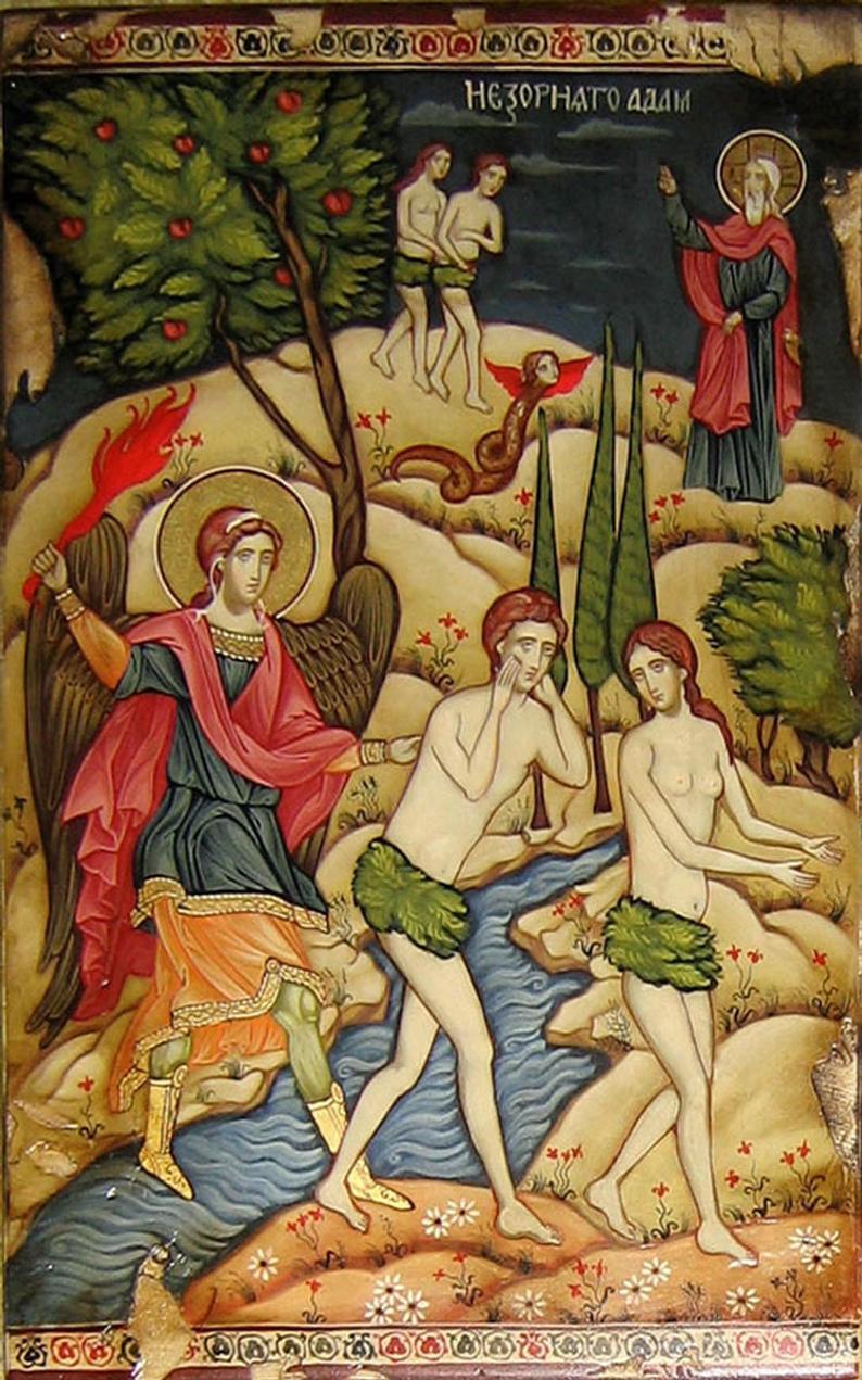 794x1271 Expulsion Of Adam And Eve From The Garden Hand Painted Etsy