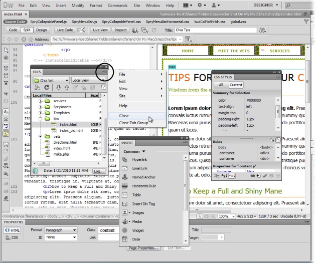 630x525 The Dreamweaver Interface