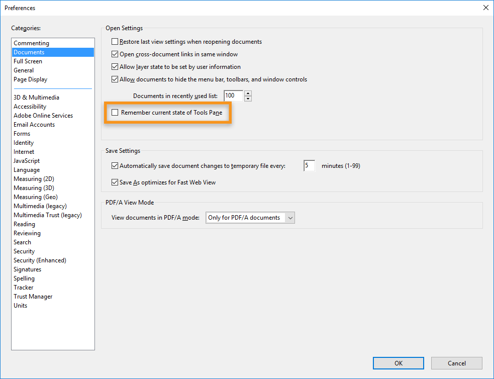 983x754 Permanently Close The Tools Pane In Acrobat Reader Dc
