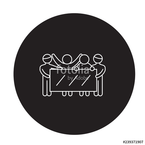 500x500 People With Advert Board Black Vector Concept Icon People
