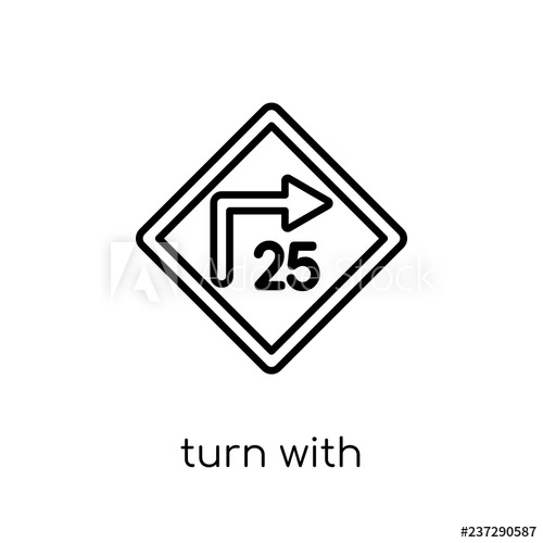 500x500 Turn With Advisory Speed Sign Icon Trendy Modern Flat Linear