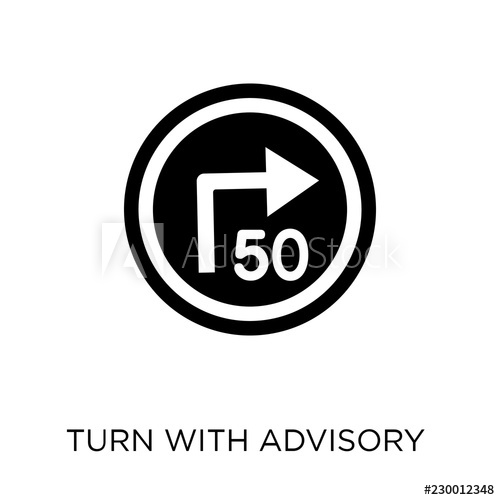 500x500 Turn With Advisory Speed Sign Icon Turn With Advisory Speed Sign
