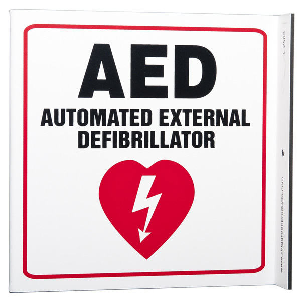 Aed Automated External Defibrillator Wall Projecting L Sign W 600x600 Aed Automated External Defibrillator Wall Projecting L Sign W