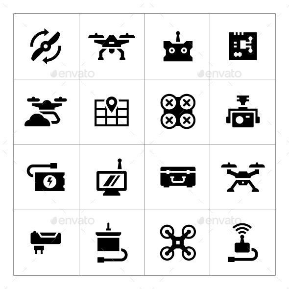 590x590 Set Icons Of Quadrocopter, Multicopter, Drone Icons Aerial