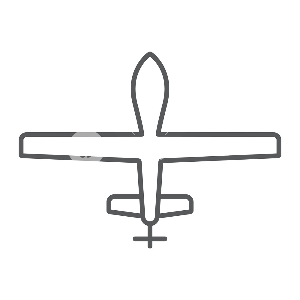1000x1000 Unmanned Aerial Thin Line Icon, Military And Vehicle, Drone Sign