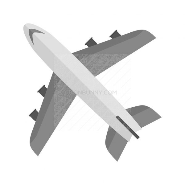600x600 Aero Plane Greyscale Icon