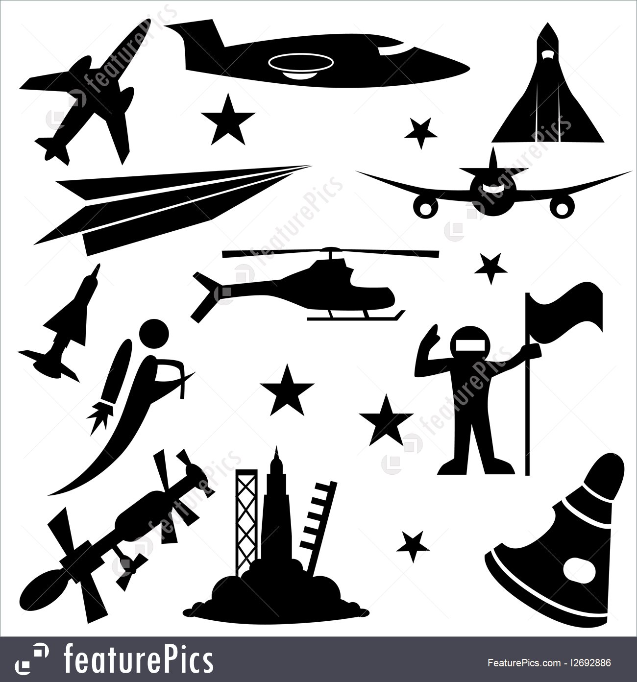 1300x1392 Aerospace Icon Set Illustration
