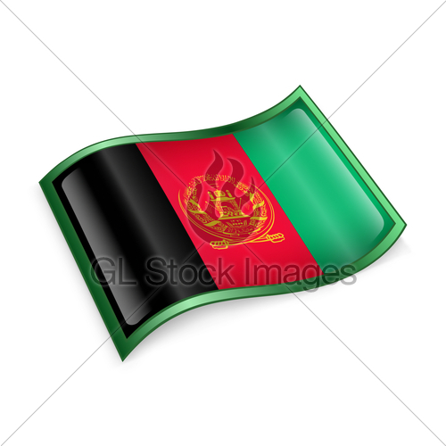 500x500 Afghanistan Flag Icon, Isolated On White Background Gl Stock Images