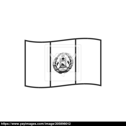 512x512 Afghanistan Flag Icon In Black Outline Flat Design Vector