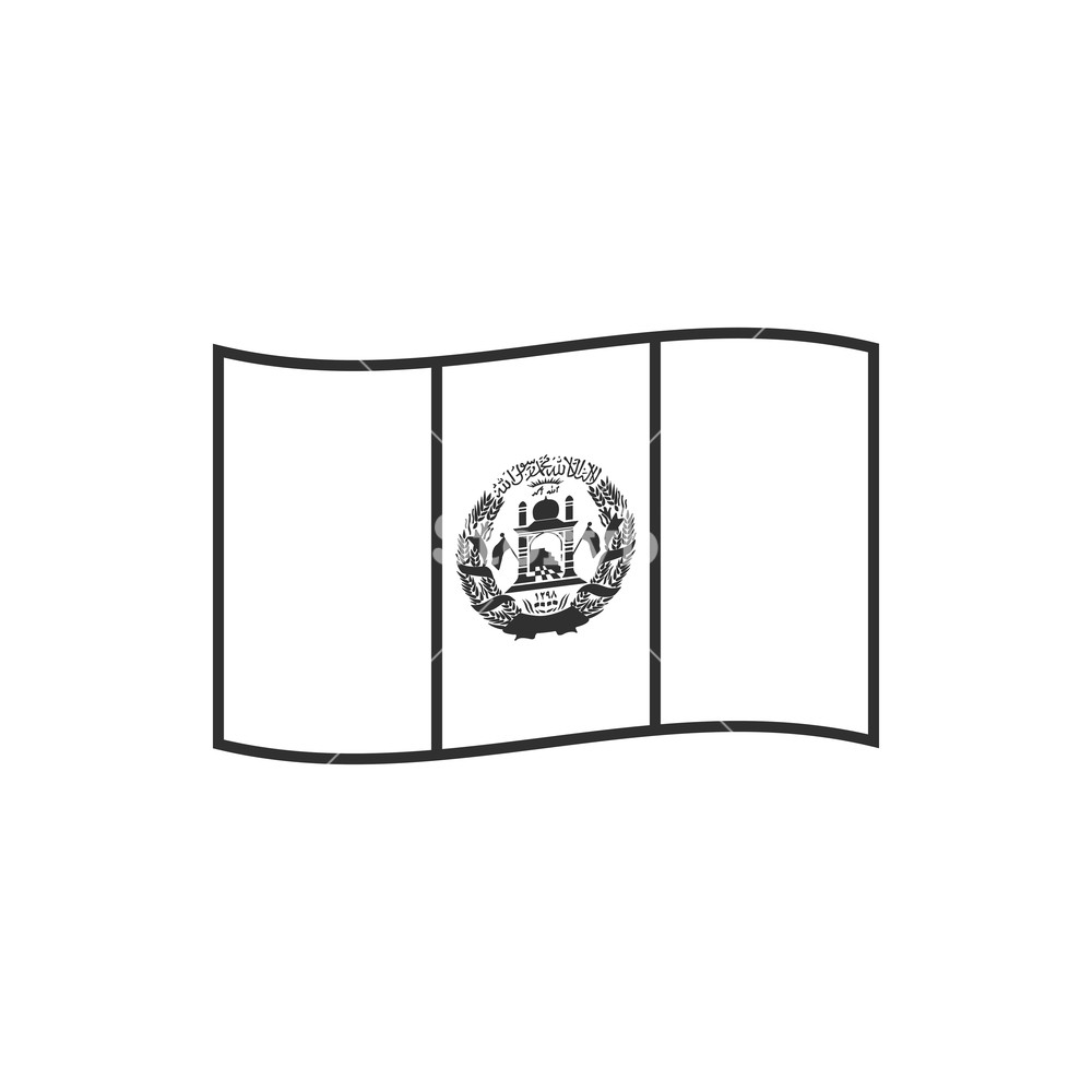 1000x1000 Afghanistan Flag Icon In Black Outline Flat Design Independence
