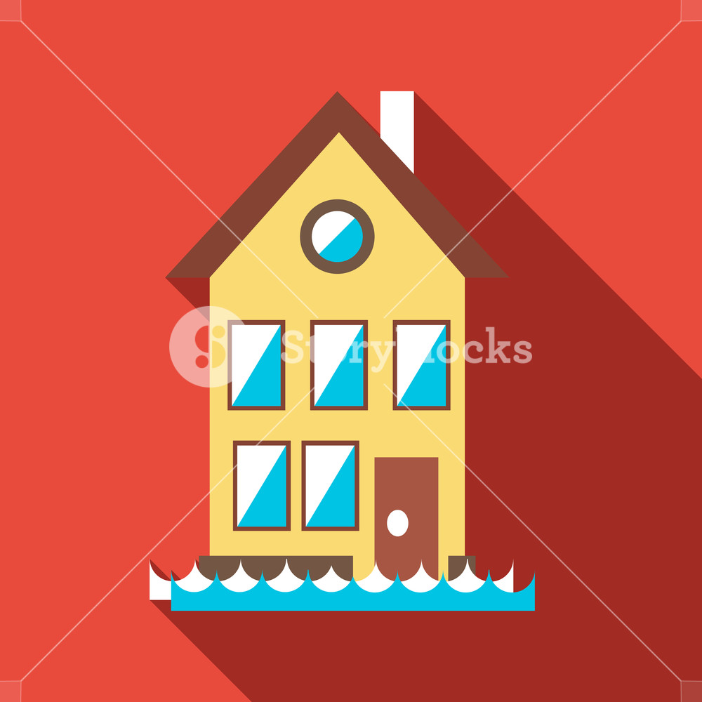 1000x1000 Flood House Icon Flat Illustration Of Flood House Vector Icon