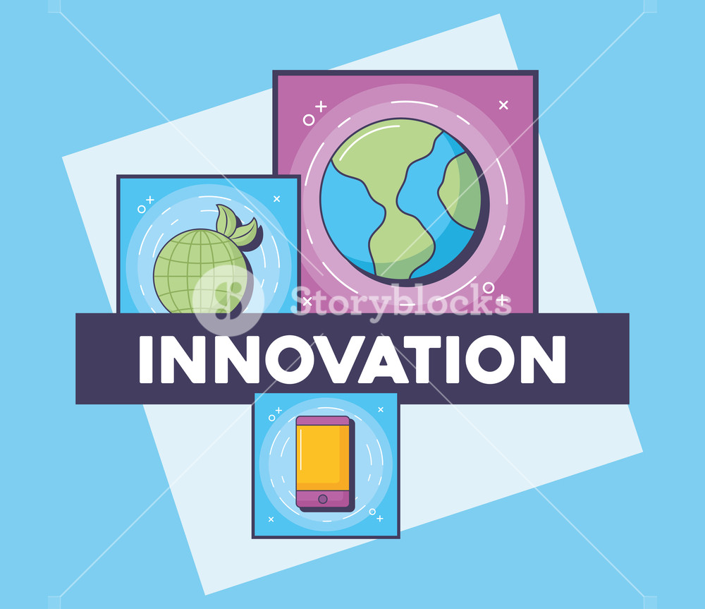 1000x863 Innovation And Technology Icon Set Over Blue Background, Vector
