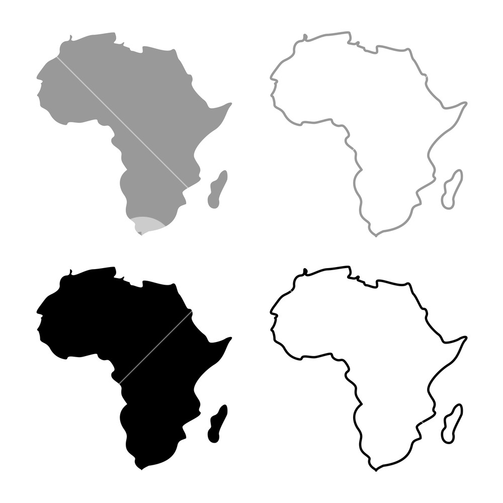 1000x1000 Map Of Africa Icon Set Grey Black Color Outline Royalty Free Stock