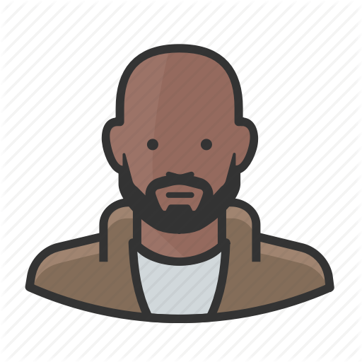 512x512 African American, Bald, Beard, Black Man Icon
