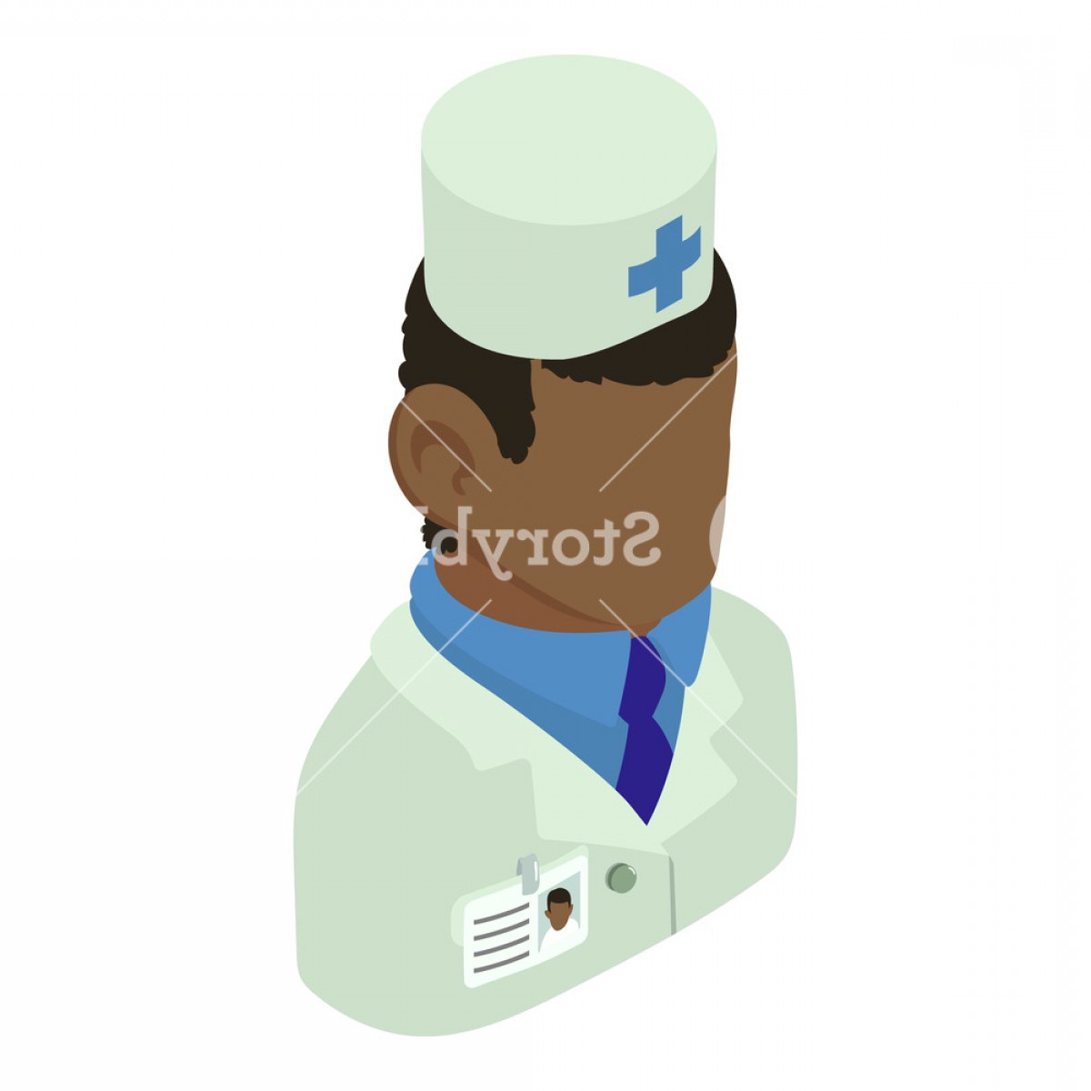 1200x1200 Doctor Man African American Icon Isometric Illustration Of Doctor