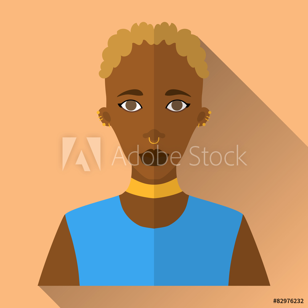 1000x1000 Fotografie, Obraz Young African American Woman, Square Flat Icon