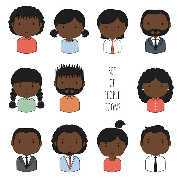 626x626 Set Of Colorful African American People Icons Vector Premium