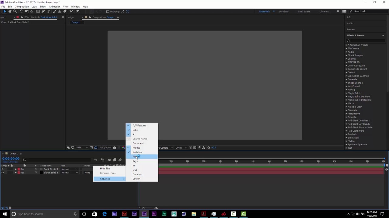 1280x720 After Effects Parent Not Showing Fix