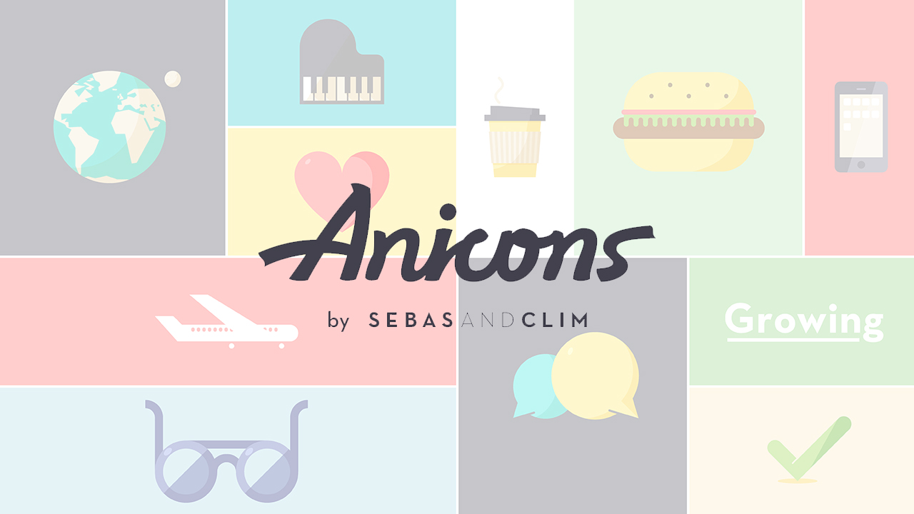 1280x720 Anicons Customizable Icon Library For After Effects + Free Sample