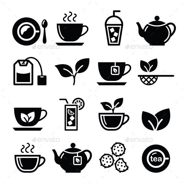 Tea And Ice Tea Icons Set 590x590 Tea And Ice Tea Icons Set