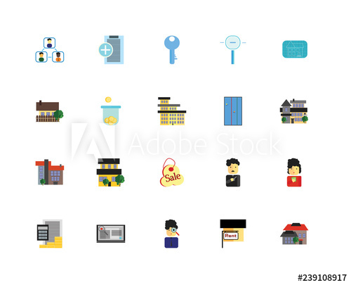 500x405 Set Of Icons Such As House, For Rent, Agent, Website, Mortgage