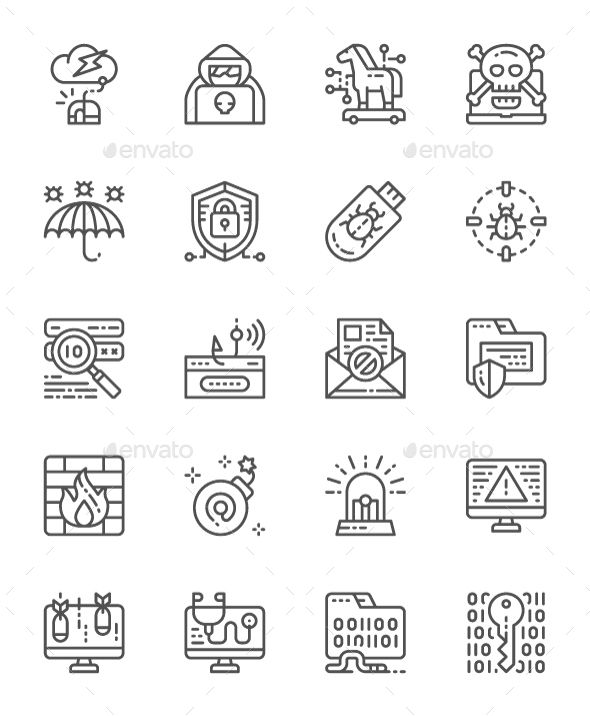 590x716 Set Of Cyber Security Line Icons Pack Of Pixel Icons Fully