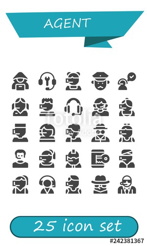 300x500 Vector Icons Pack Of Filled Agent Icons Stock Image