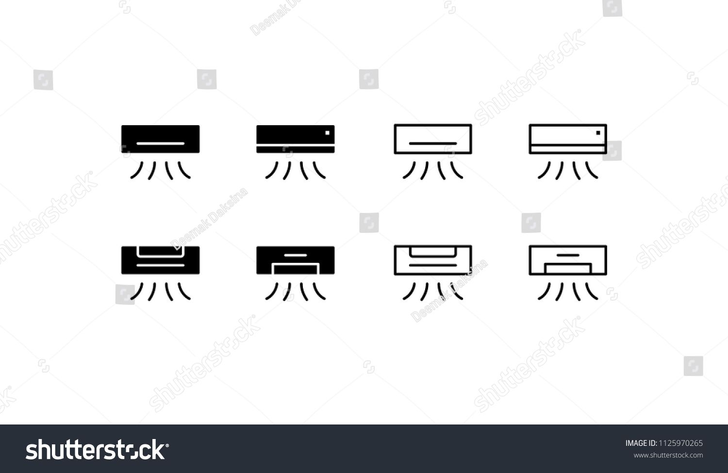 1500x975 Air Conditioner Icon Set Conditioner, Air, Conditioning, Cold