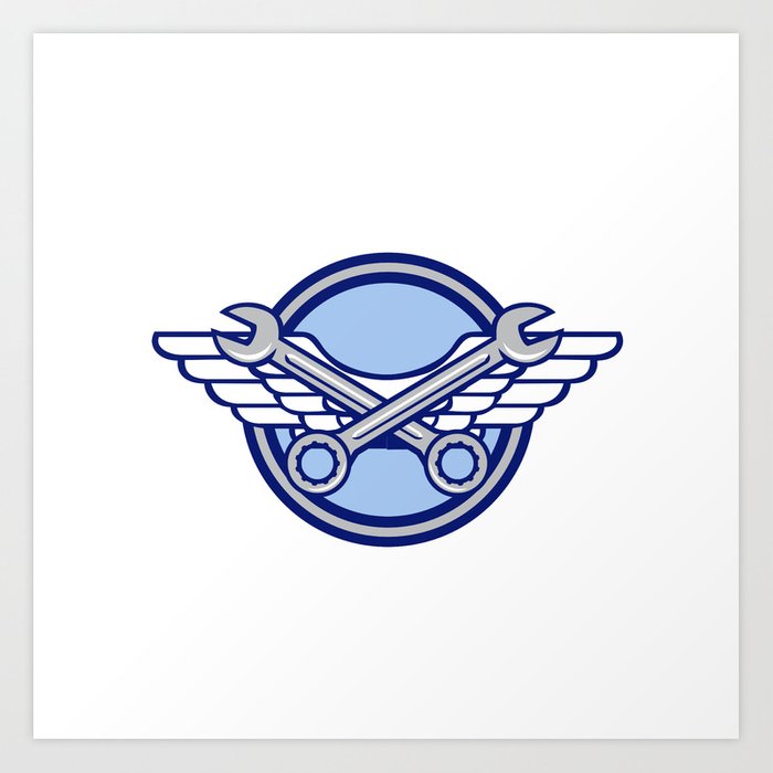 Crossed Spanner Air Force Wings Icon Art Print 700x700 Crossed Spanner Air Force Wings Icon Art Print