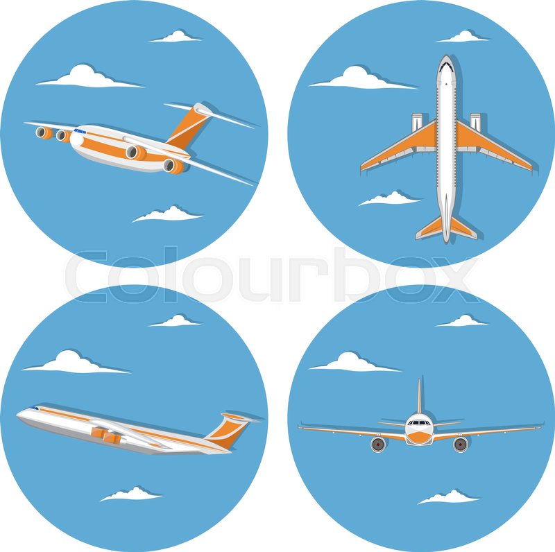 800x796 Aviation Icon Set With Jet Airplane In Stock Vector Colourbox