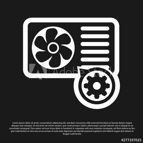 500x500 Black Air Conditioner And Gear Icon Isolated On Black Background