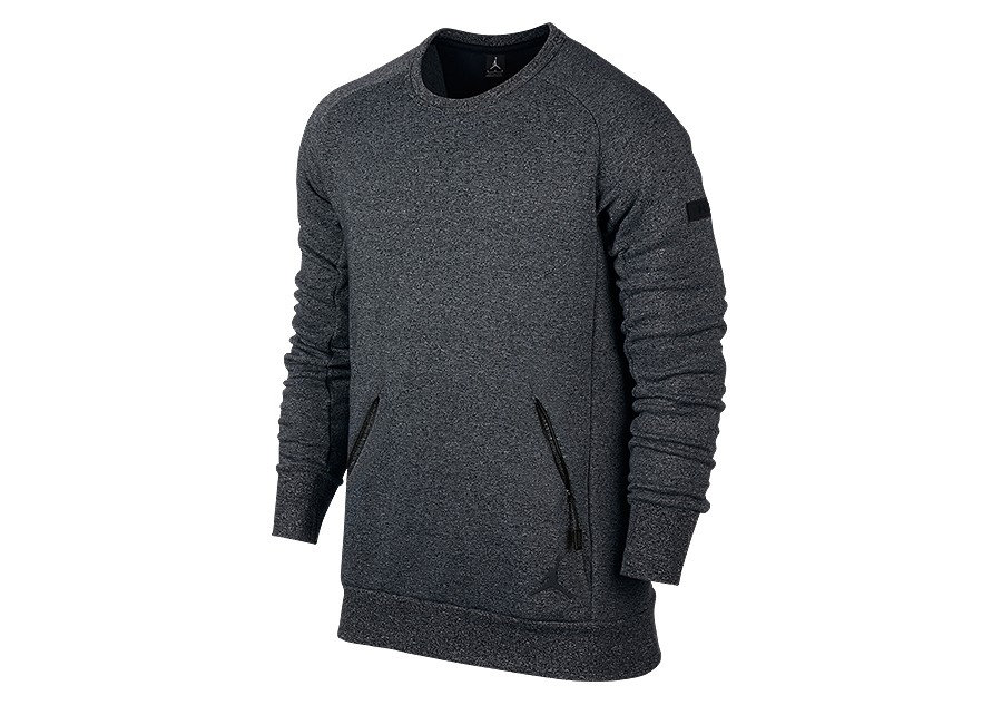 900x633 Nike Air Jordan Icon Fleece Crew Grey Black Price