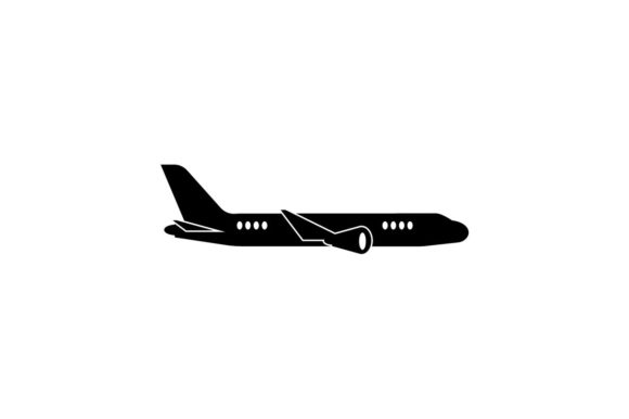 580x386 Airplane Monochrome Icon Graphic