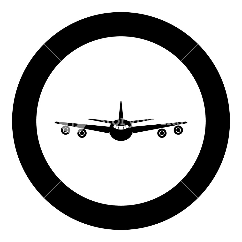1000x1000 Airplane Icon Black Color In Circle Or Round Vector Illustration