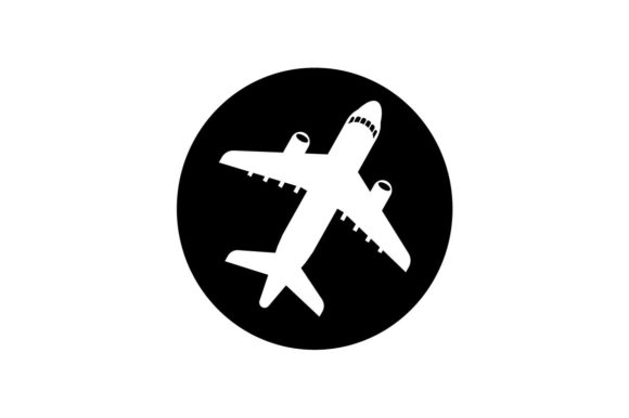 580x386 Airplane Monochrome Icon Graphic