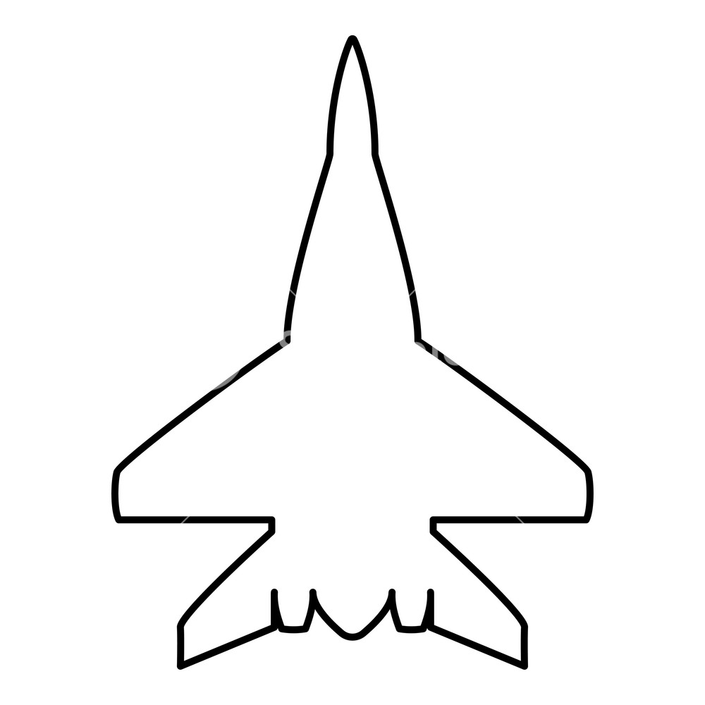 1000x1000 Fighter Plane Military Fighter Airplane Icon Black Color Outline