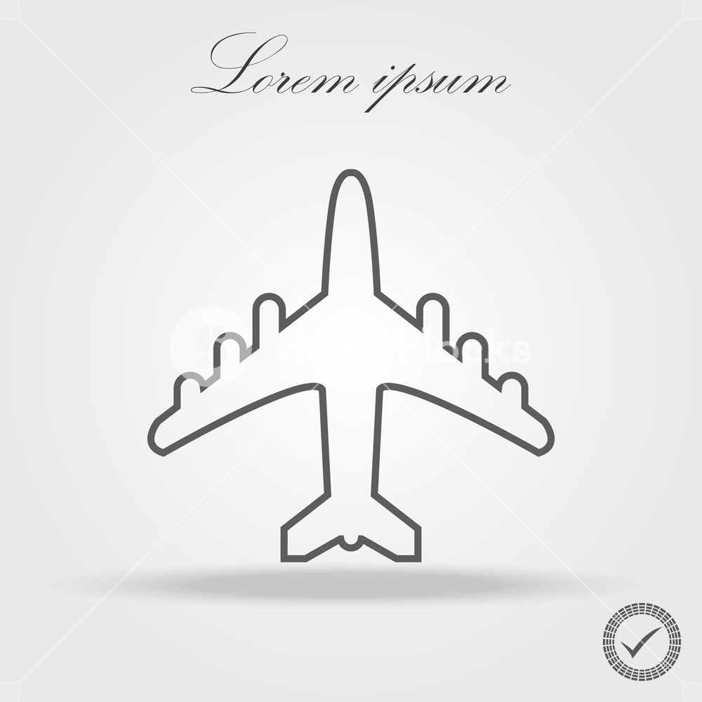 1000x1000 Outline Airplane Icon, Vector Illustration, Flat Pictogram Icon