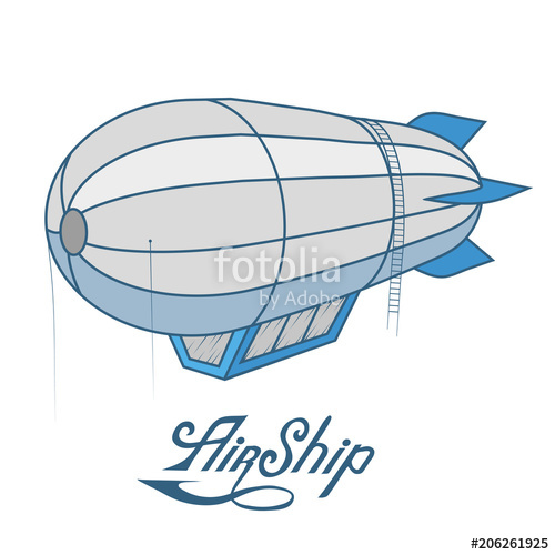500x500 Airship Icon With A Long Shadow Balloon Ship Hovering In The Air