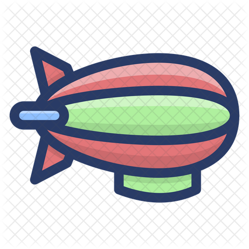 512x512 Flying Airship Icon Of Colored Outline Style