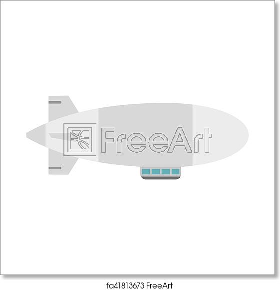 561x581 Free Art Print Of Airship Icon, Flat Style Airship Icon Flat