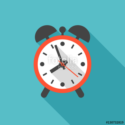 500x500 Alarm Clock Icon With Long Shadow Flat Design Style Clock