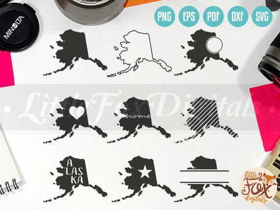 570x428 Vector Alaska Map Design State Vector Map Etsy