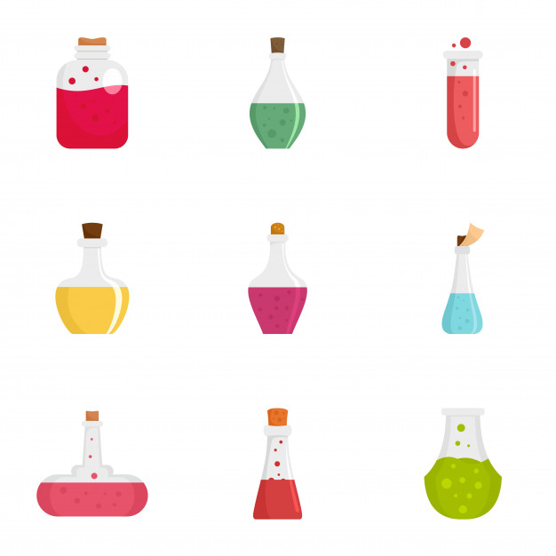 626x626 Alchemy Potion Icon Set, Flat Style Vector Premium Download