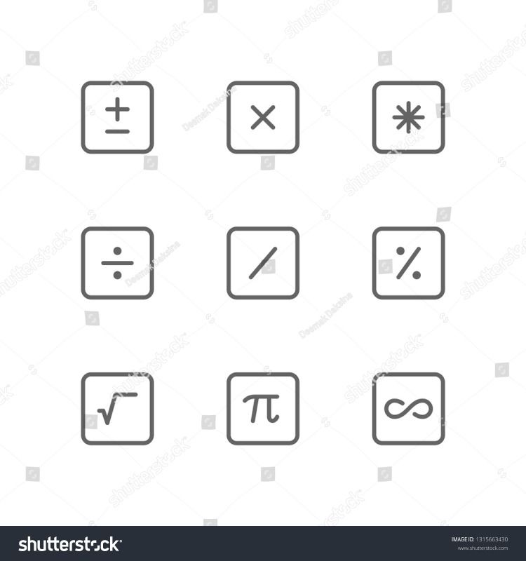 750x800 Math Icon Symbol Including Plus, Minus, Algebra, Asterisk