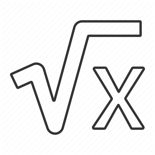 512x512 Algebra, Formula, Function, Mathematics, Maths, Square Root, X Icon